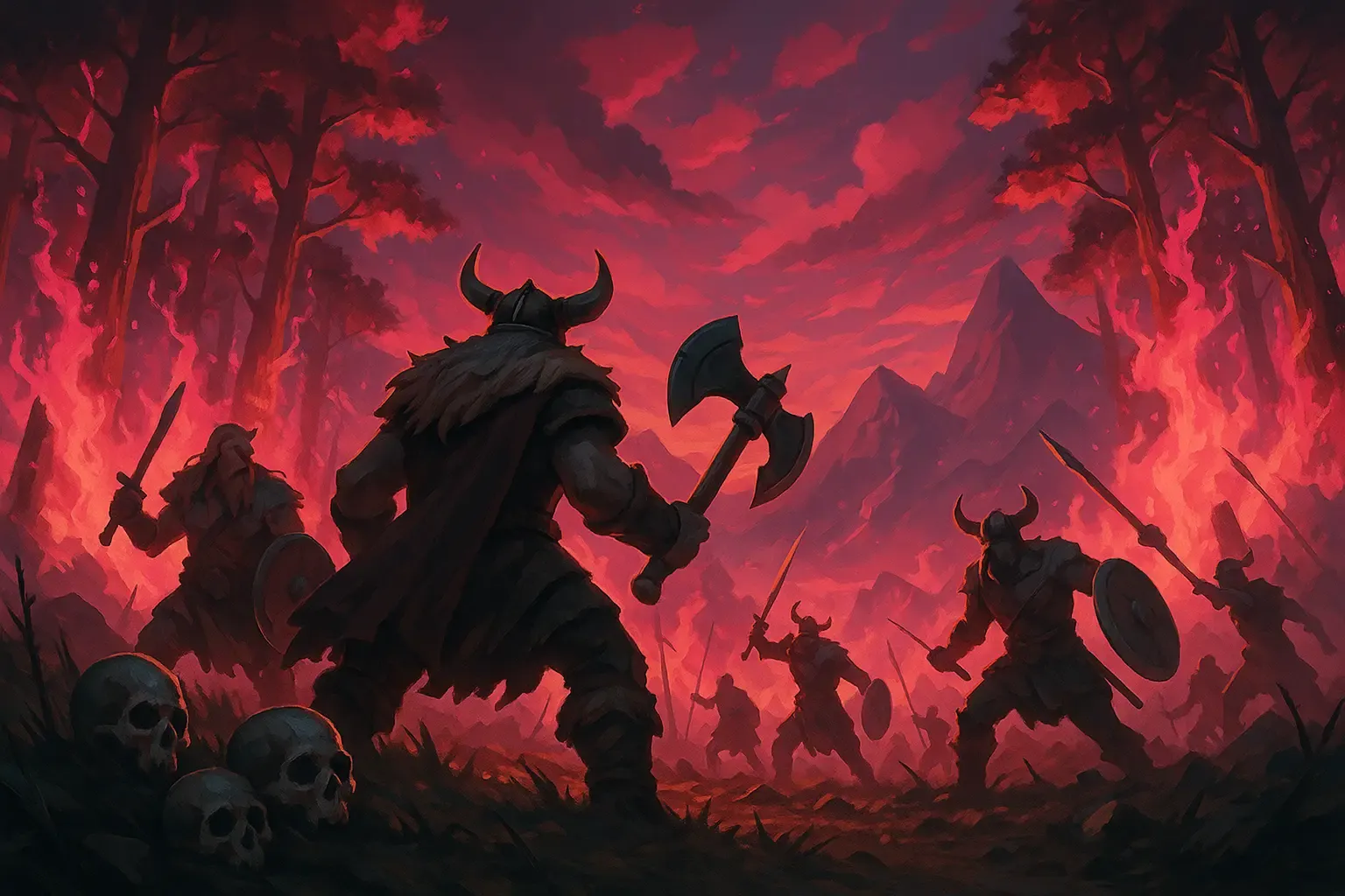 Viking warriors in battle